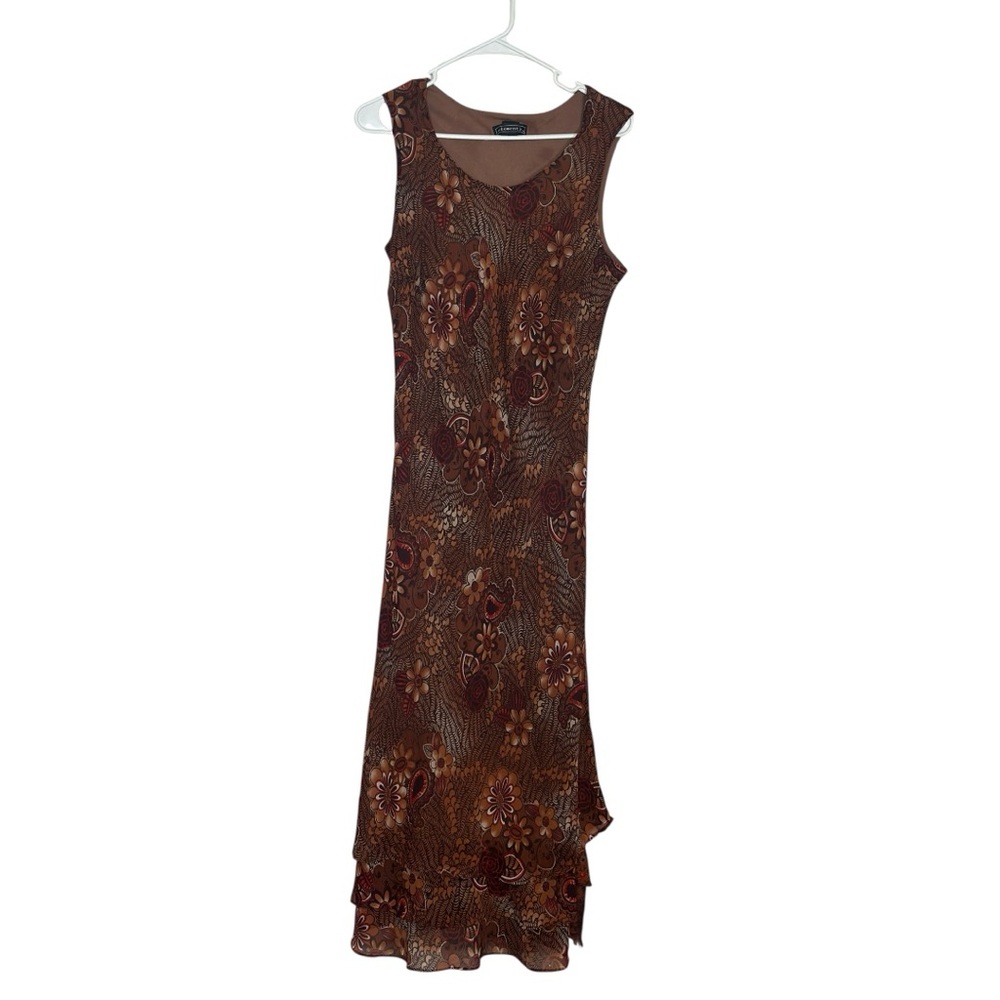 Elementz Sleeveless Maxi Dress - Large, Earthy Floral Pattern